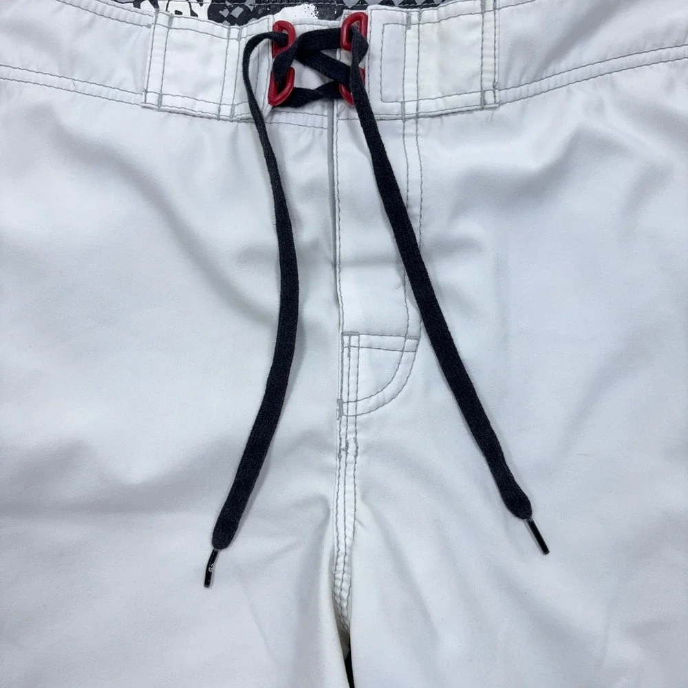 Vintage Billabong Andy Irons Boardshorts Mens 36 White Red Rising Sun Lined Y2K